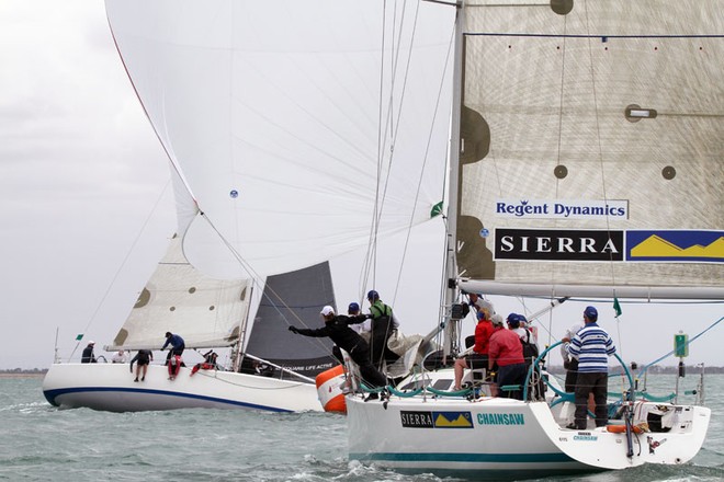 Sierra Chainsaw and Another Challenge going to the gate in race 1 for the day - Festival of Sails ©  Alex McKinnon Photography http://www.alexmckinnonphotography.com